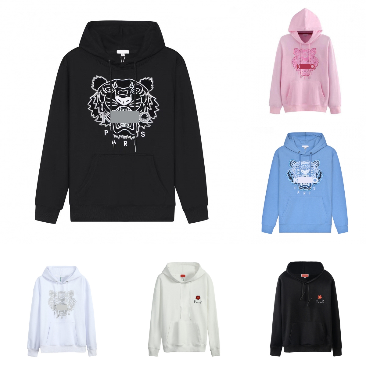 Unisex Men's and Women's Designer Hooded Crewneck Sweatshirt Autumn Winter Thick Cotton Embroidery Tiger Design Loose Fit Long Sleeve Pull