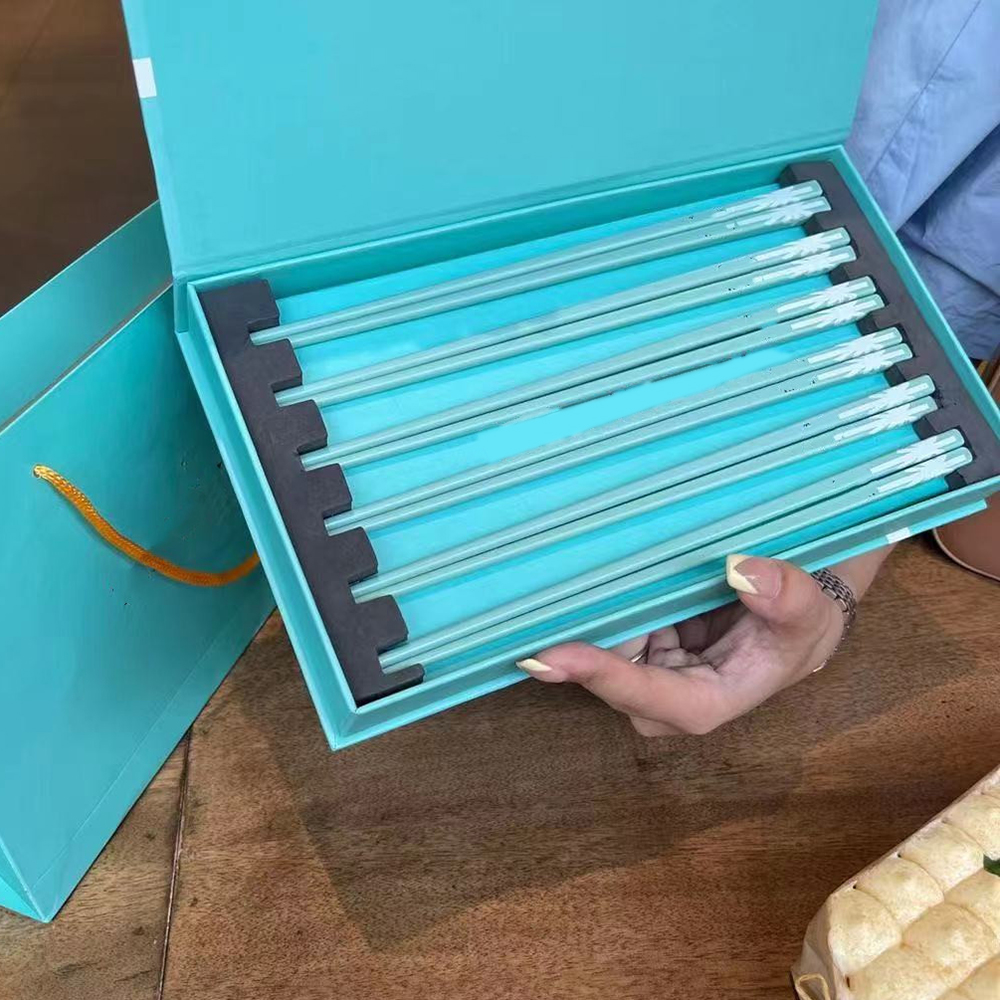 Designer Blue 6 Pairs/ 10 Pairs Chopsticks High Temperature Resistant Household Chopsticks Gift Box Packaging