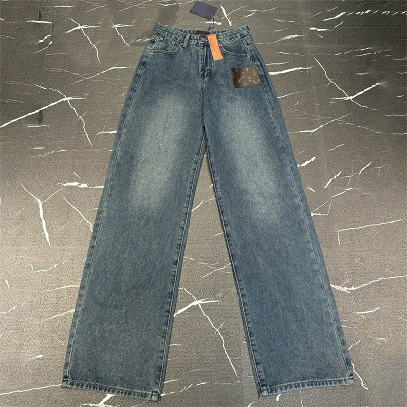 Women Loose Straight Leg Jeans Designer Luxury Denim Pants High Waisted Washed Trousers For Lady