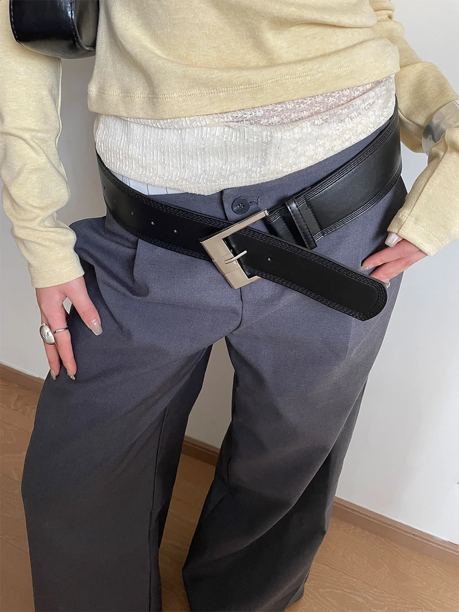 American Style Waist Belt Spicy Girl Caramel Vintage Wide Leather Belt High-End Accessory Waist Cincher Slimming Waistcoat 251209
