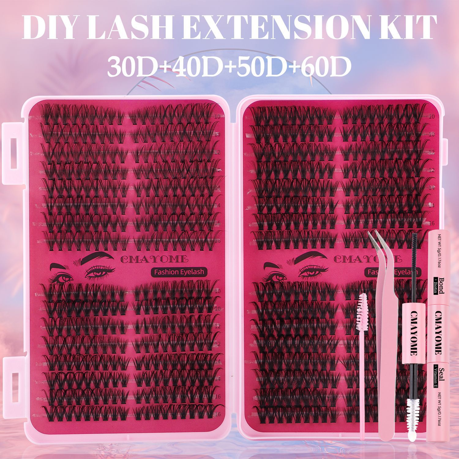 DIY Individual Lashes 576Pcs Cluster Segmented Eyelash Extensions Thick Fluffy Handmade Reusable Naturally Curled Soft Lightweight DIY Cluster La-image-1088022988