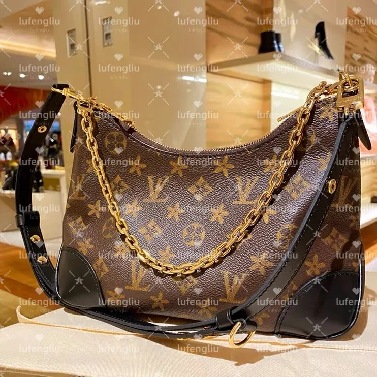 Old Flower Embossed Shoulder Bag Brown Crossbody Bag Chain Designer Wallet Women Crescent Bag Luxury Dumpling Bag Black purse Chain Handbag Quick Sh