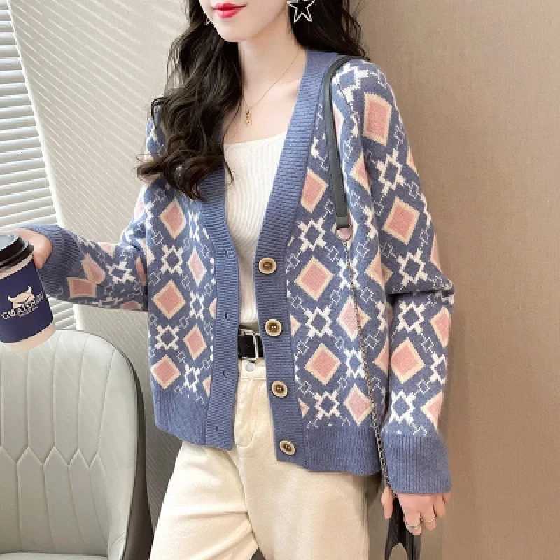 Loose V-Neck Knitted Open Cardigan Womens Sweater Jacket Versatile Lazy Style Fashion Top New Autumn Hot Sale Of The Season Kor Z251211