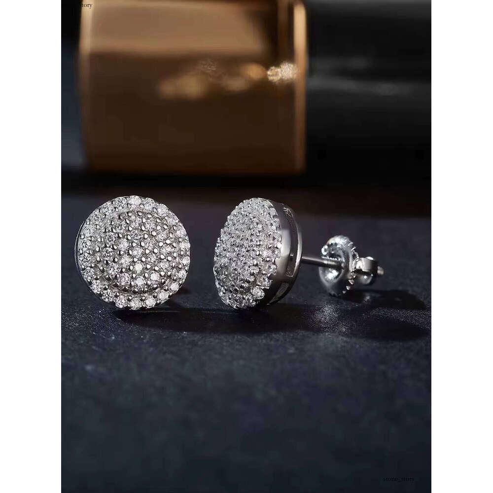 Brilliant Flower Iced 1.0mm GRA VVS Moissanite Rhodium Plated Earrings 925 Silver Fine Jewelry Women's Wedding Certificate