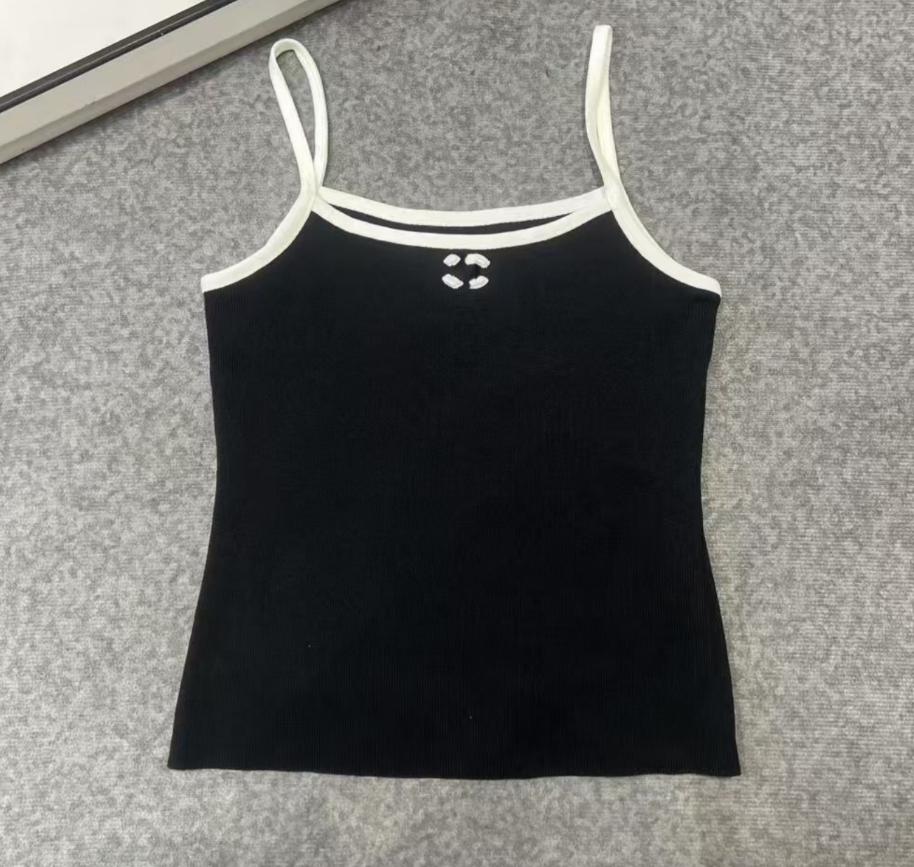 Design women designer color block logo embroidery spaghetti strap slim tank tops vest camis SML