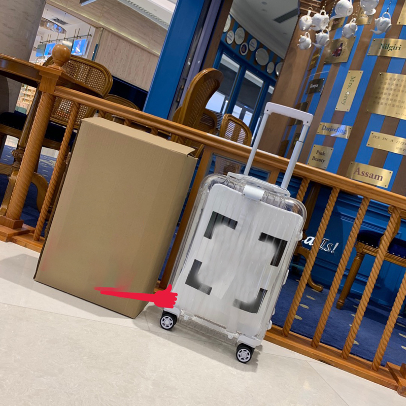 Designer Transparent suitcase Metal Trolley Luggage women Co branded 20 inch cabin size Travel Boarding Case men Luxury Luggage box-image-1088014846