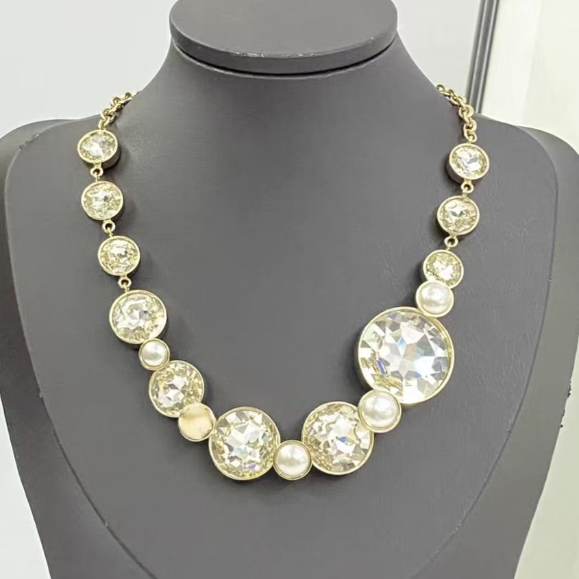 2025 New Designer Women Luxury Necklace Yellow Gold Plated Bling CZ Chain Necklace for Girls Women for Party Wedding Nice Gift