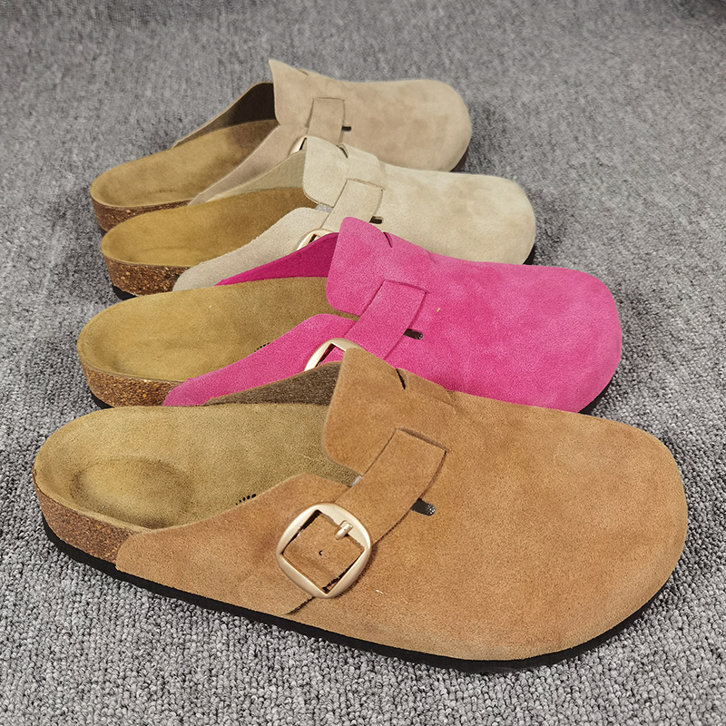 Designer Clogs Sandals Clog Slippers Cork Flat High Quality Fashion Summer Genuine Leather Slide Favourite Beach Casual Shoes Women Men suede soft f