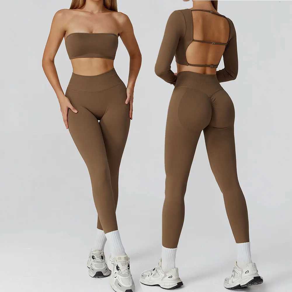Yoga Clothes Set 2PCS Gym Sportswear Women Sports Bra High Waist Leggings Fitness Suit Running Workout Tracksuit Athletic WearT251212-image-1088149089