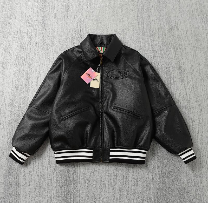 black luxury leather jackets for men designer jacket streetwear vintage MA1 jacket zipper brand Men's coat for autumn