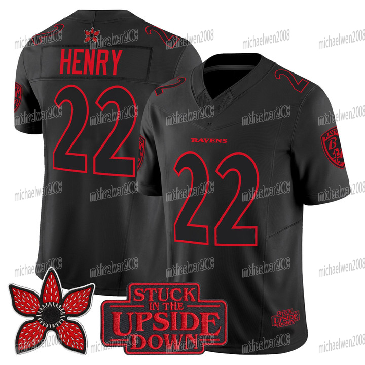 Lamar Jackson Raven 2025 Stranger Things Edition Football Jerseys Derrick Henry Zay Flowers Justin Tucker Mark Andrews Isaiah Likely Beckham Jr. Mar