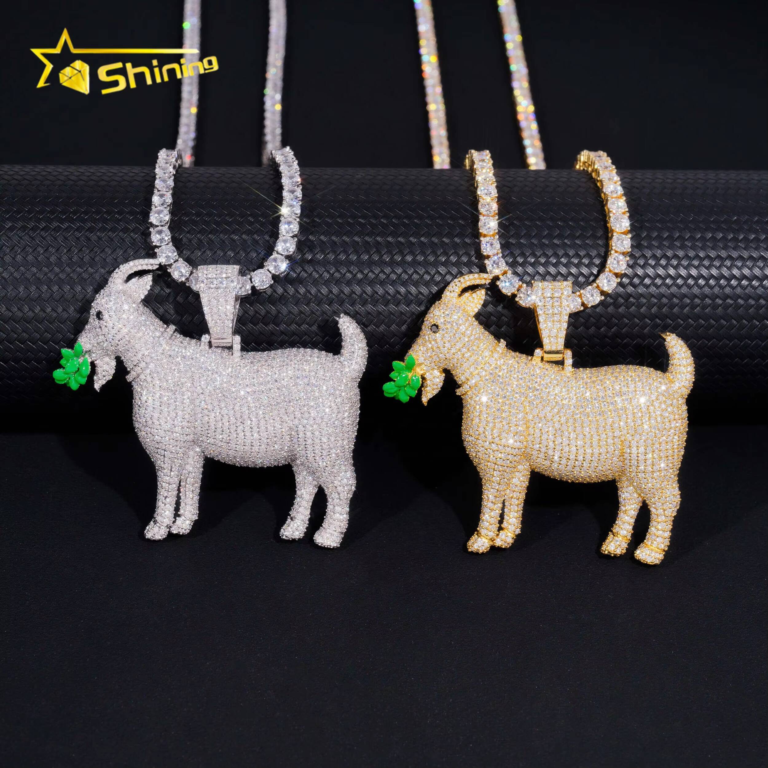 Pass Diamond Tester 925 Silver Custom Enamel Goats Iced Out High Quality Hip Hop Moissanite Pendant