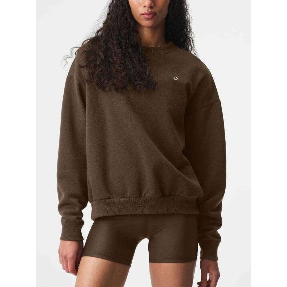 Women's Sports Sweatshirts O Neck Solid Black Red Classic Letter Loose Casual Pullovers Fashion Long Sleeve Hoodies For Women Mdng251212