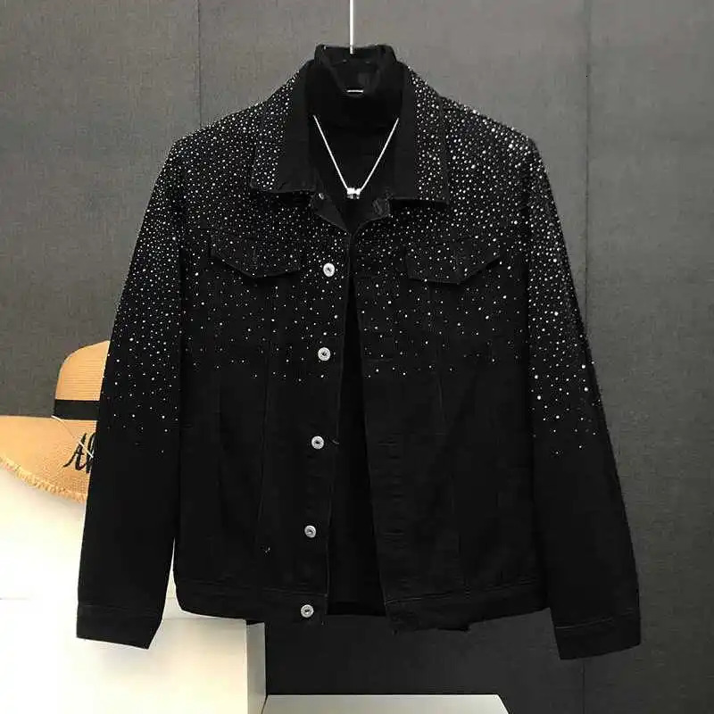 Fashionable Diamond Jacket Spring and Autumn Mens Tops Retro Short Jackets 251210