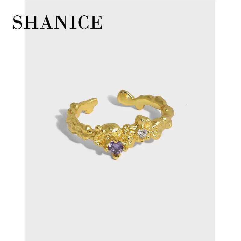 SHANICE Korean Ins Design Irregular Micro-Inlaid Zircon Texture S925 Sterling Silver Open Rings Female Fine Jewelry Gift