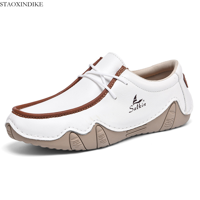 STAOXINDIKE Cross-Border Plus Size Men's Shoes Spring and Autumn New British Style Casual Leather Shoes Low-Cut Lace-Up Octopus Soft Sole Loafe