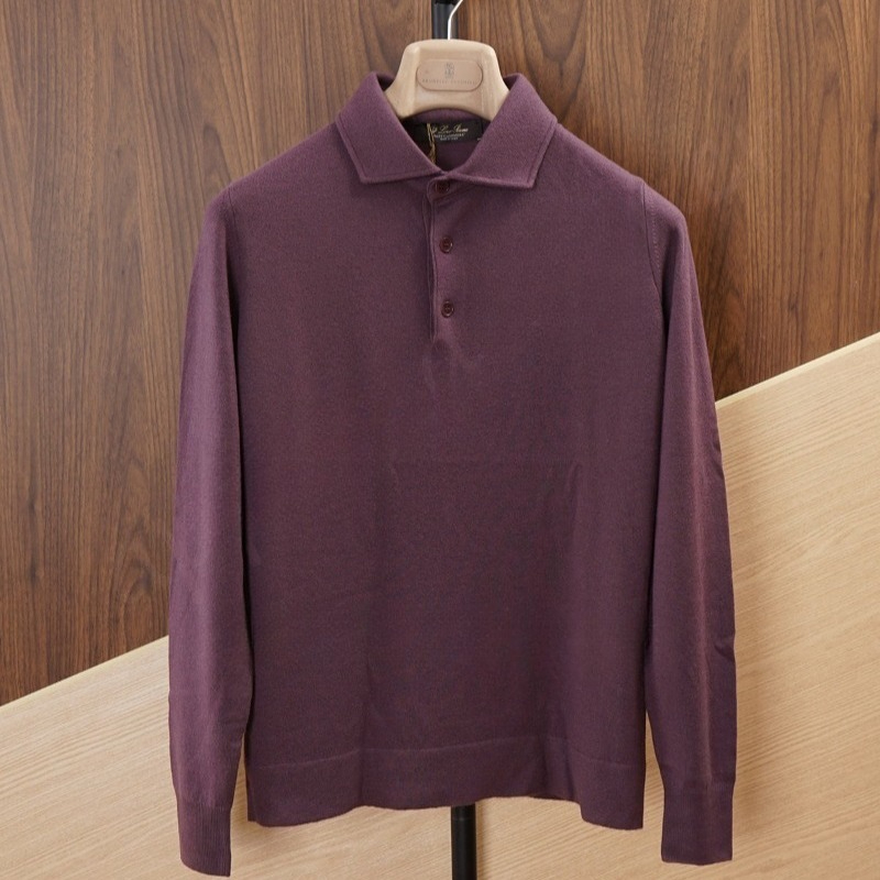 Luxury Designer Men Polos Winter Clothing Wool Wine Red Sweater Pullovers L1289