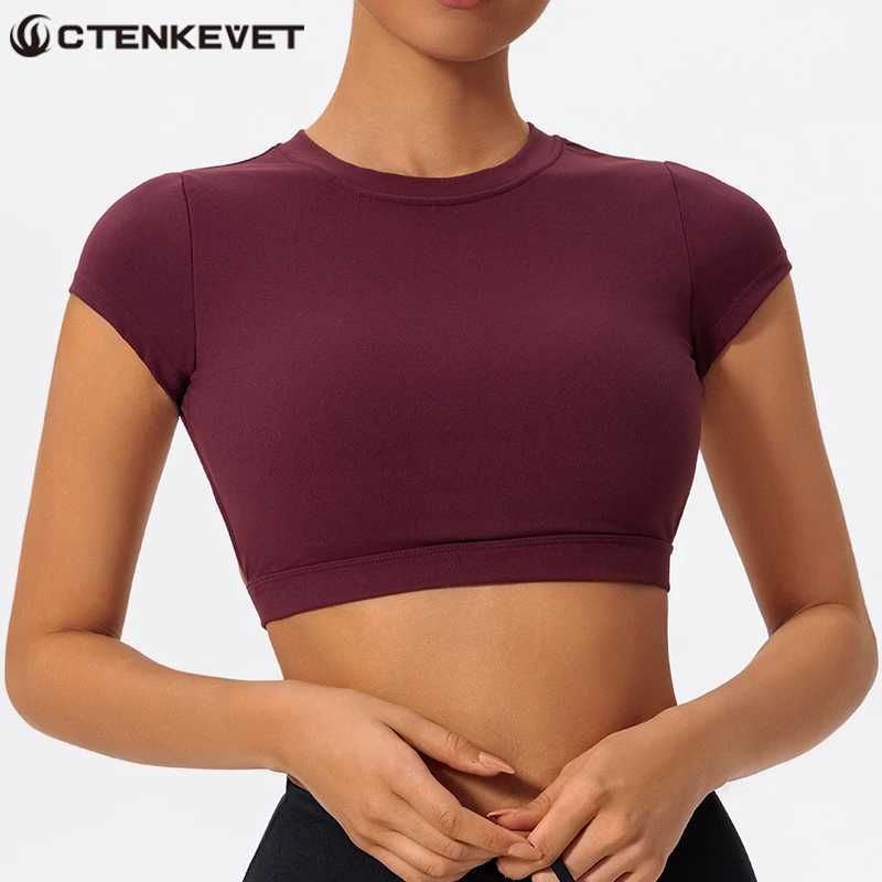 Ctenkevet Women Sports Short Shirts Gym Fitness Sportswear Female Workout Crop Top Gym Top Women Casual Backless Yoga ClothingT251212-image-1088145835