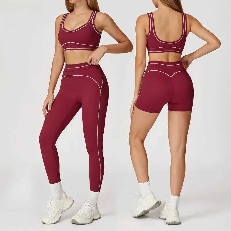 Womens Color Blocking Yoga Set Beautiful Back High Waist Hip Lifting Sports Fitness Suit Outdoor Leisure Running Exercise SetT251212-image-1088148404