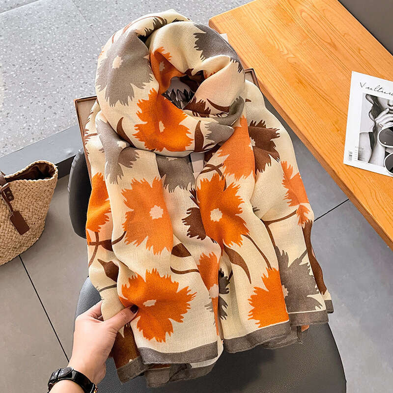 Women's New Korean Style Elegant Long Shawl Soft Warm Scarf With, Brown, Grey, - Versatile Wrap Casual Outfits, Hand Washable Cozy Fall Winter