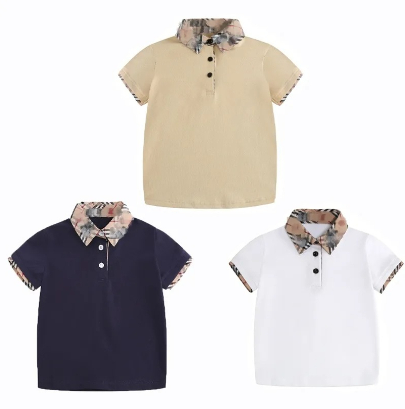 Luxury Baby Designer Clothes Plaid Polo Kids Tracksuit Tshirt Baby Boys Girls Sport Toddler Active Clothing bc