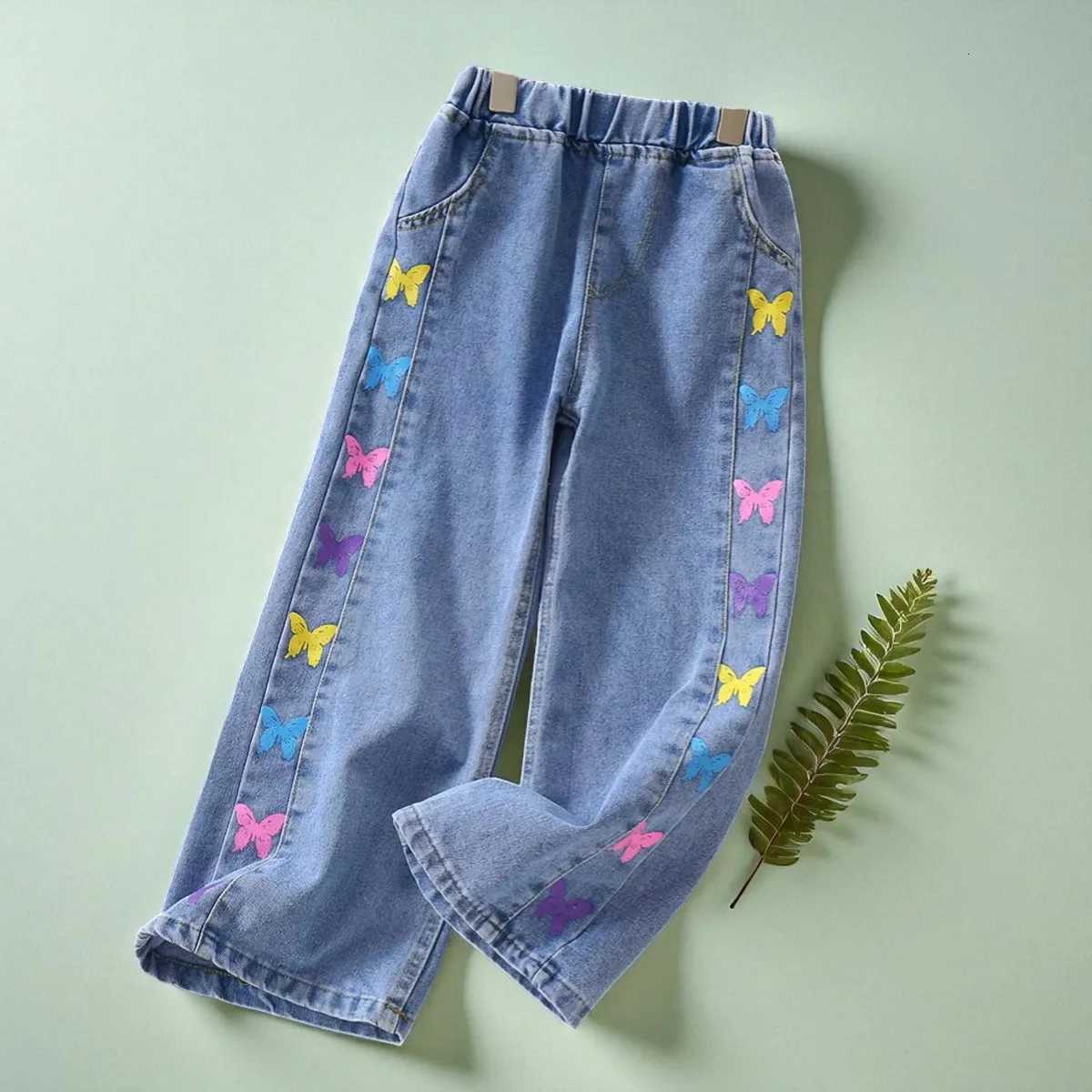 Pants for Girls Jeans Teenagers Children Clothing Butterfly Print Trousers Spring Autumn Baby Kids Clothes Jeans 6 8 10 12 14 YT251212-image-1088153295