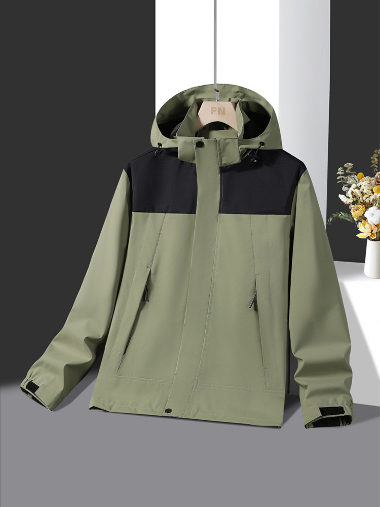 2025 Autumn Outdoor Couple Color Block with Detachable Hood Fashionable Sports Mountaineering Jacket hot-sale products