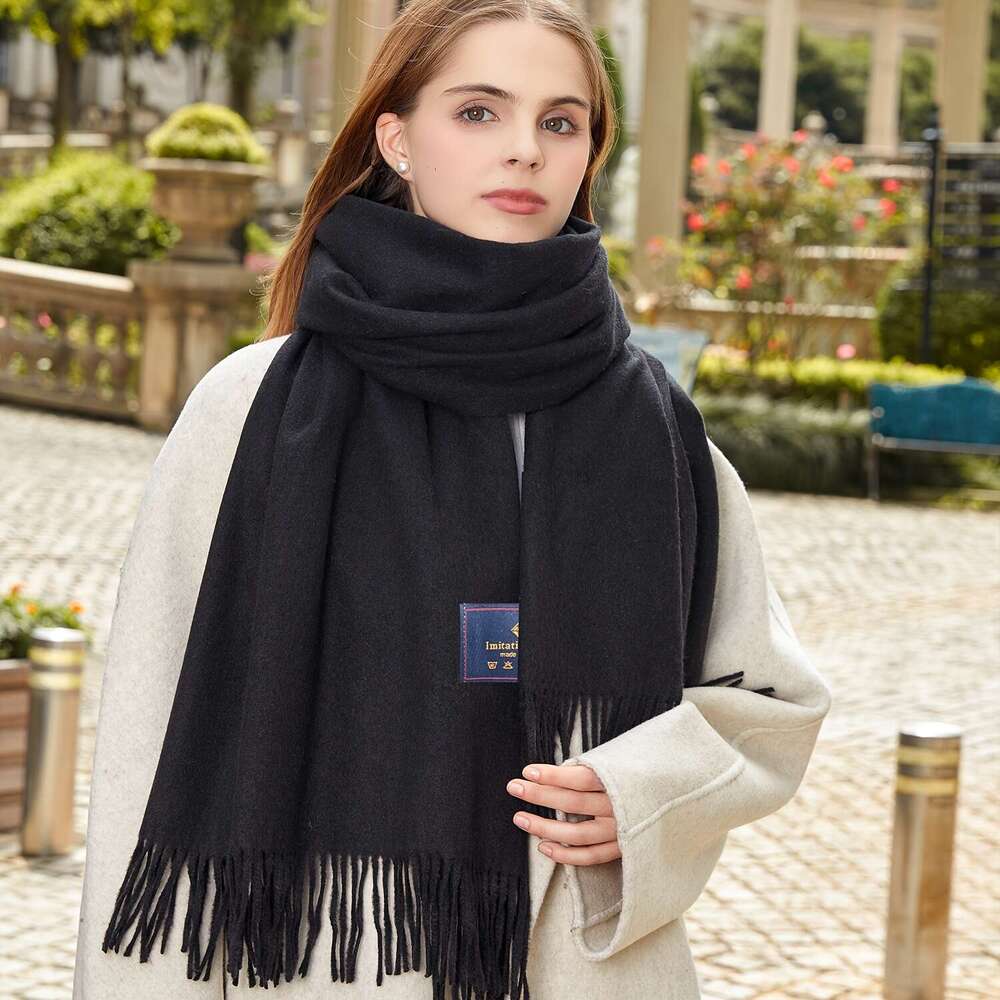 Women's Unisex Scarf Solid Color Thickened Winter Warmth, Soft Breathable Wool Wrap Suitable Parties, Dates, Daily Wear - Elegant Non-Elastic S