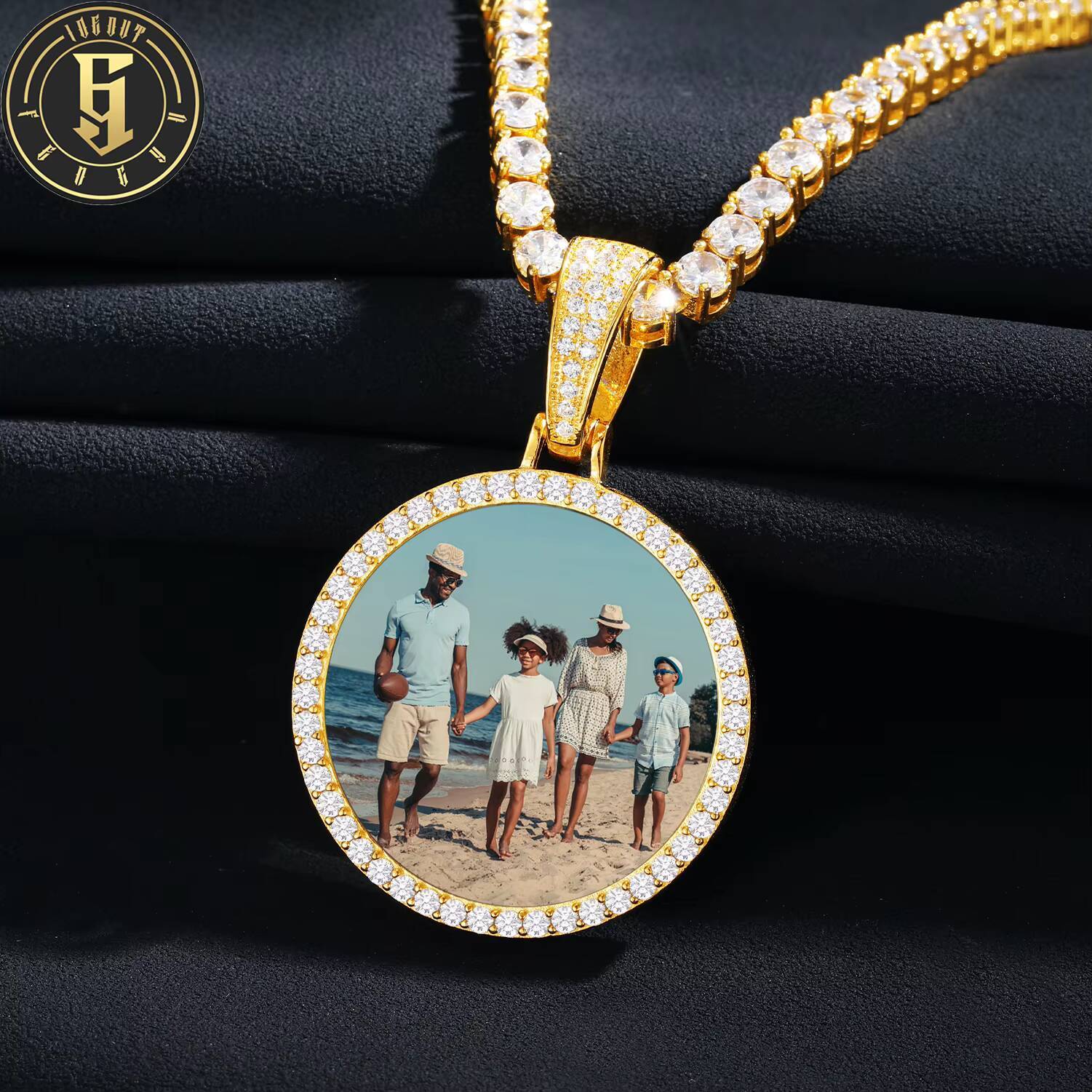 Iced Out Moissanite 35mm Photo Pendant Luxury Diamond 925 Sterling Silver Custom Circle Memory Picture Pendant