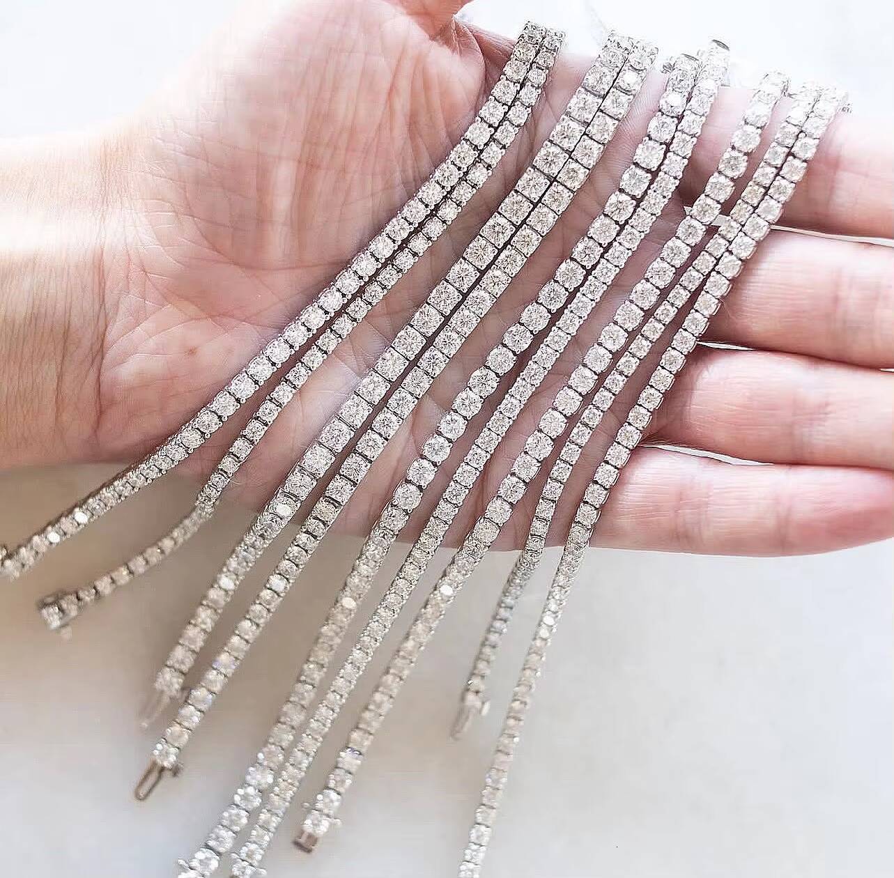 Hiphop Tennis Bracelet 4mm Women Men 925 Sterling Silver Iced Out VVS Moissanite Tennis Chain