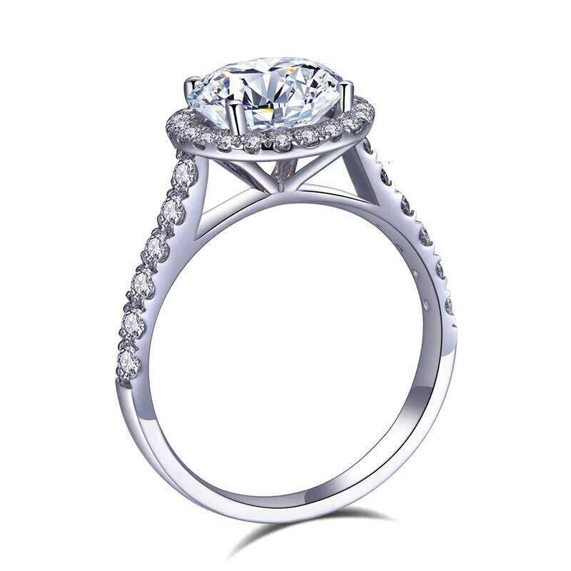 Trendy Style with IGI Certificate Lab-Grown VVS Moissanite Halo Pure Gold Custom Women's Gift Ring