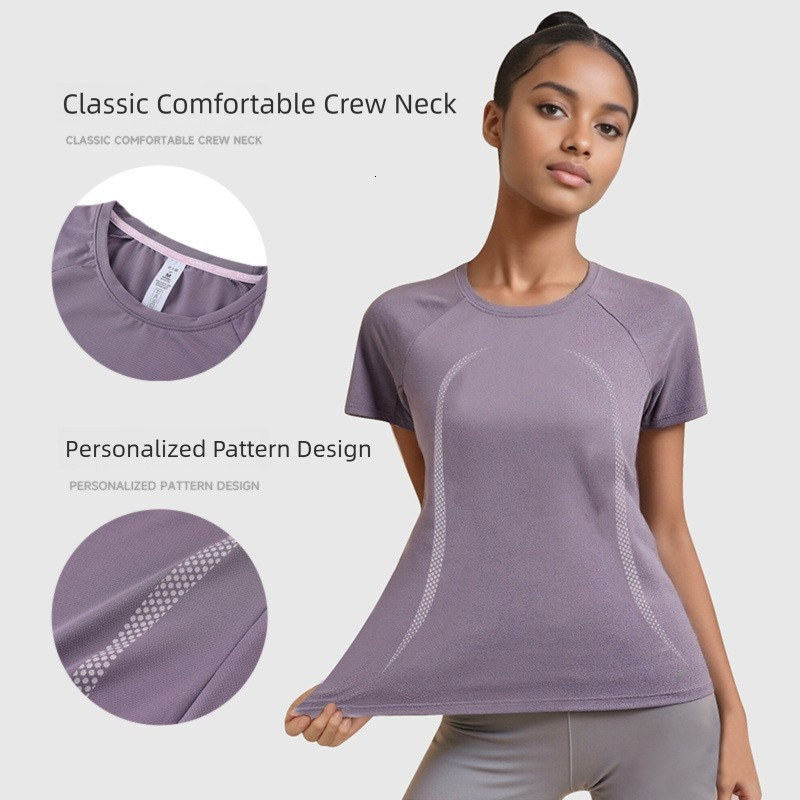 Ice Silk Yoga Wear Women Summer Short-Sleeved Quick-Drying Top Running Cycling Training Fitness Slim-Fit Clothes free shipping