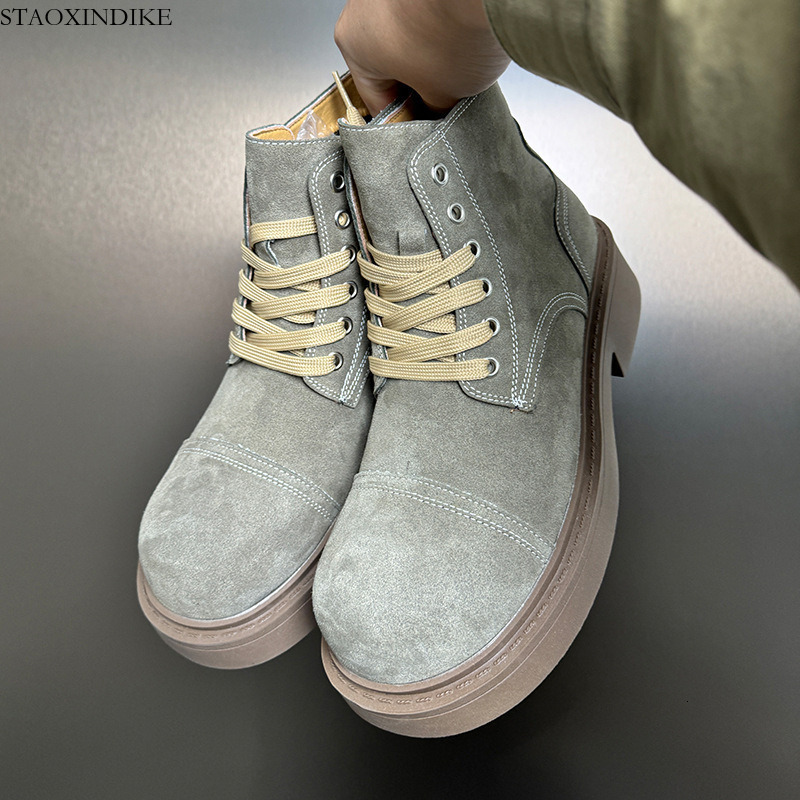 STAOXINDIKE British Style Versatile Lace-up Martin Boots High-top Shoes Classic Thick-soled Men's Shoes 2025 Autumn Winter New Retro Work Boots