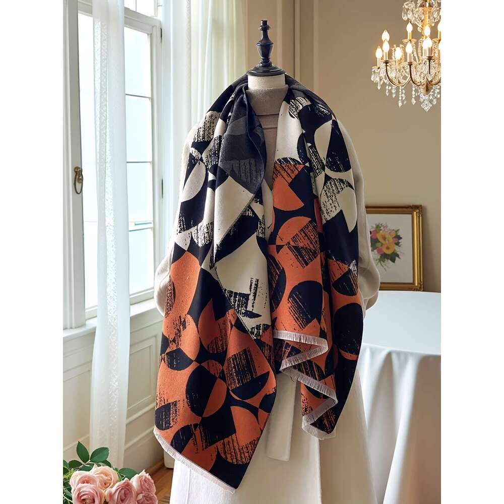 Size, Women's Plus Size Winter Scarf Thick Windproof Shawl Black/Orange/White/Gray/, Elegant Non-Stretchy Cold Weather Accessory For Coats, Dre