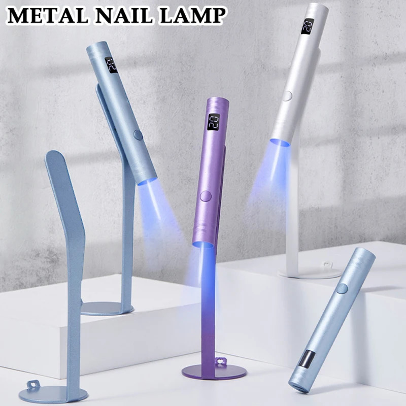Mini secador de uñas LED UV Lámpara de luz ultravioleta portátil para esmalte de uñas de gel con soporte magnético de rotación 360 Lámpara de mano d