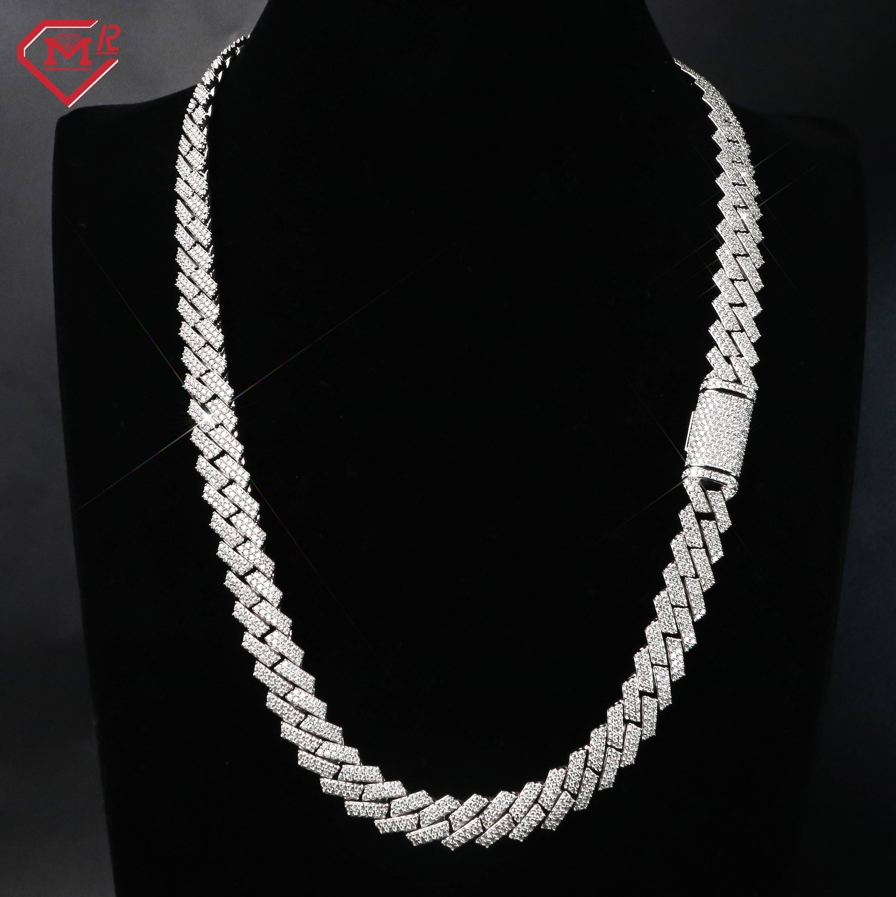 Hiphop Moissanite Cuban Chain 8mm 925 Sterling Silver Iced Out VVS Moissanite Cuban Link Chain