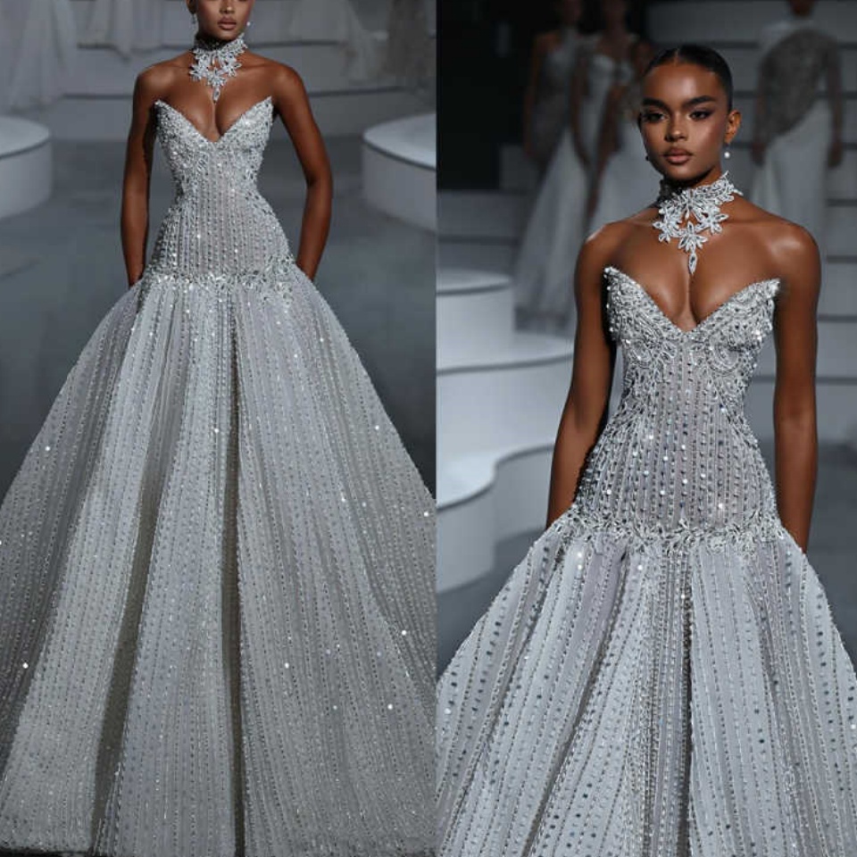 Customized Shiny Ball Gown Wedding Dress Boat Neck Off The Shoulder Beaded Applique Princess Bridal Gowns Vestidos De Novia