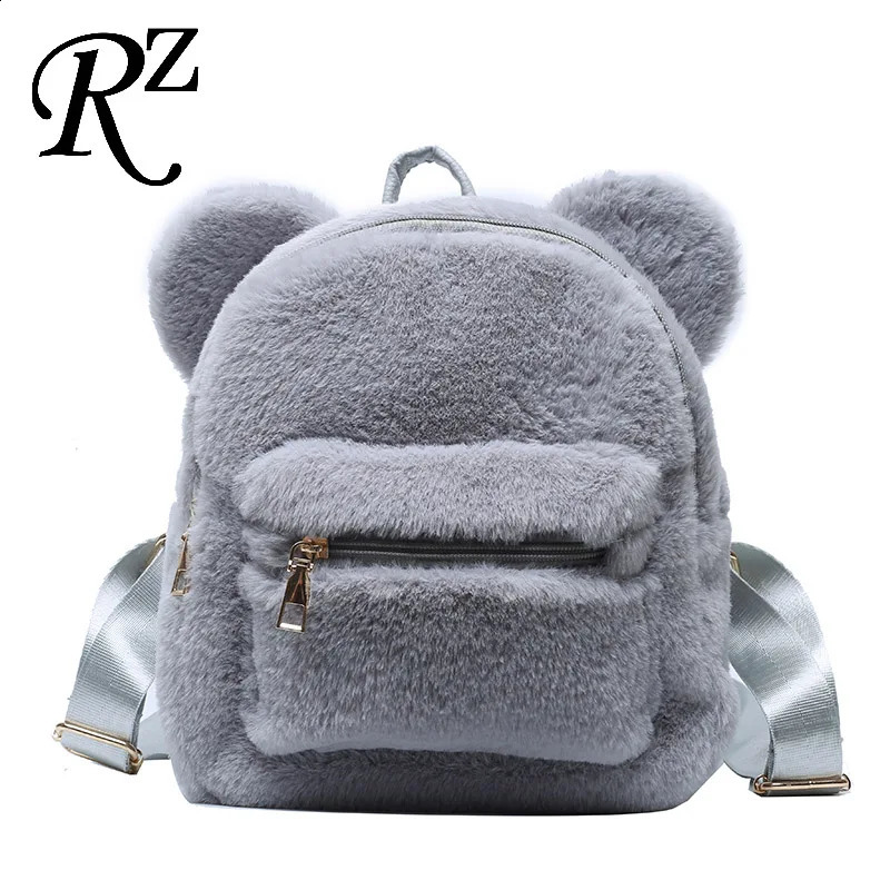 Orecchie da orso Peluche Zaino da donna Borsa a tracolla in pelliccia sintetica Borsa da donna pelosa carina Mini Zaini per ragazza Borse invernali