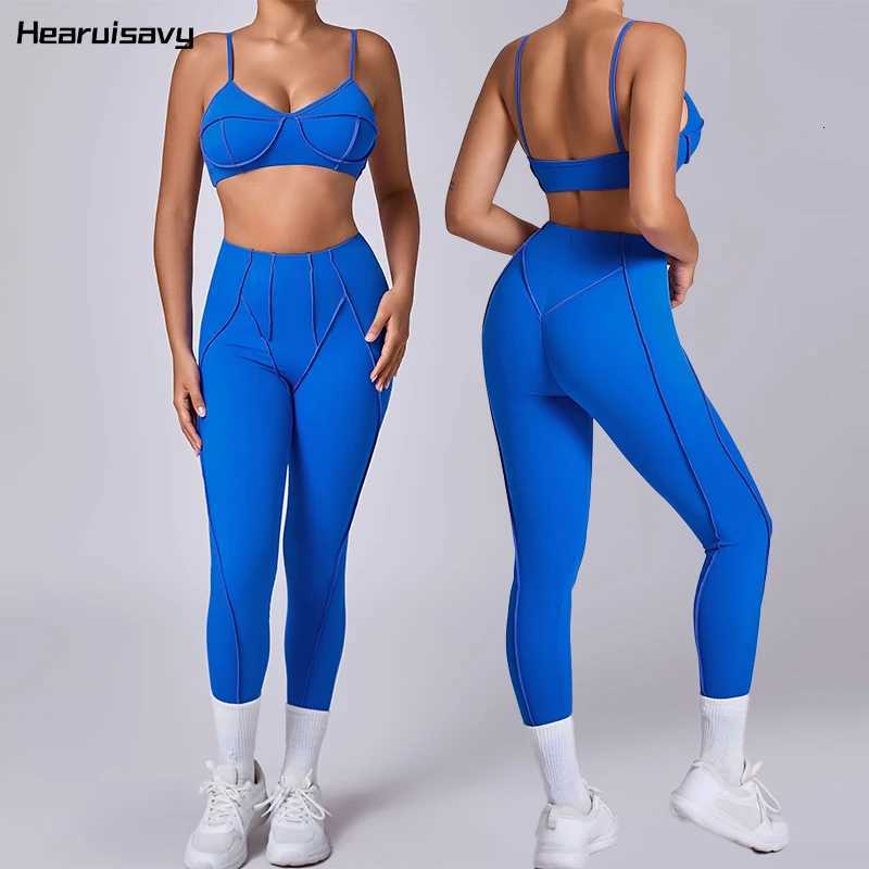 Hearuisavy 2025 Nouveau Style 2 pièces Costume de sport femmes entraînement soutien-gorge costume en cours d'exécution gymnase taille haute Leggi