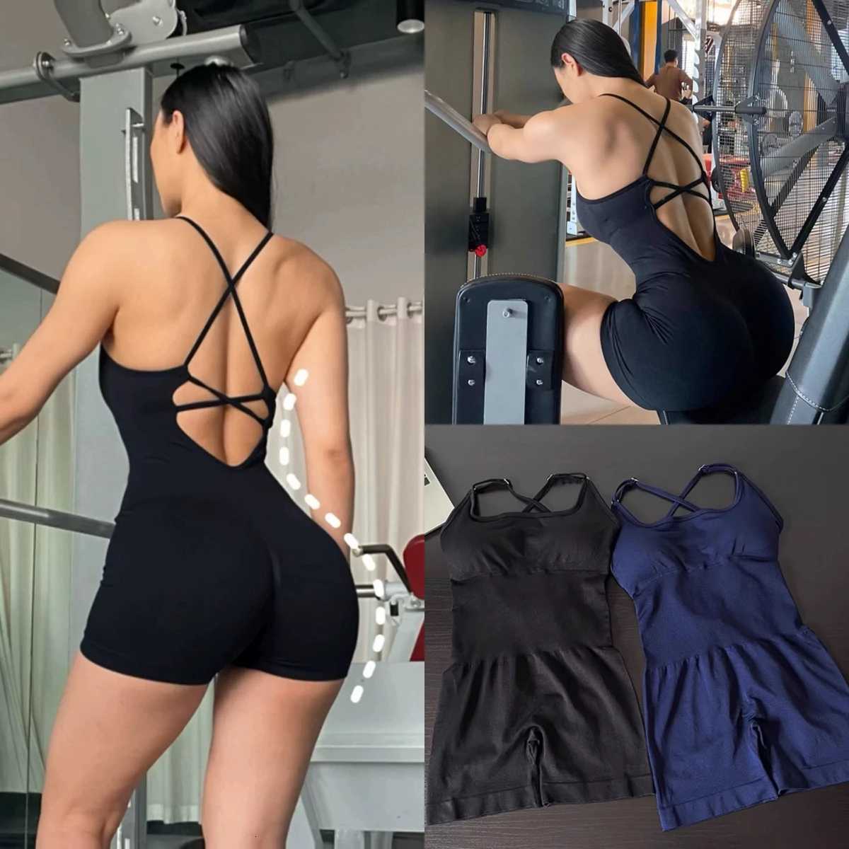 WAREBALL Yoga Set JumpSuits Sportswear Women Fitness Rompers Sexy One Piece Strap Tummy Control Padded Sports Bra WorkoutT251212-image-1088146840