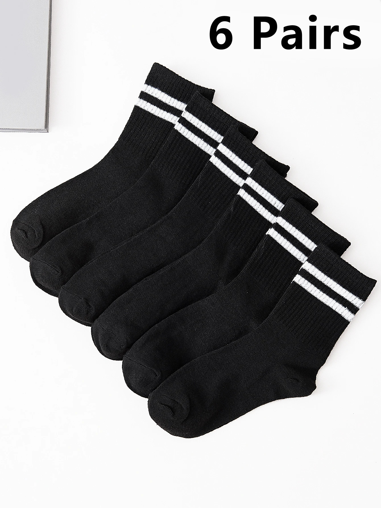 6 Pairs Parallel Bars Socks Mens Business Sports Sweatabsorbing Breathable Spring Autumn Simple Highquality Boy 251211
