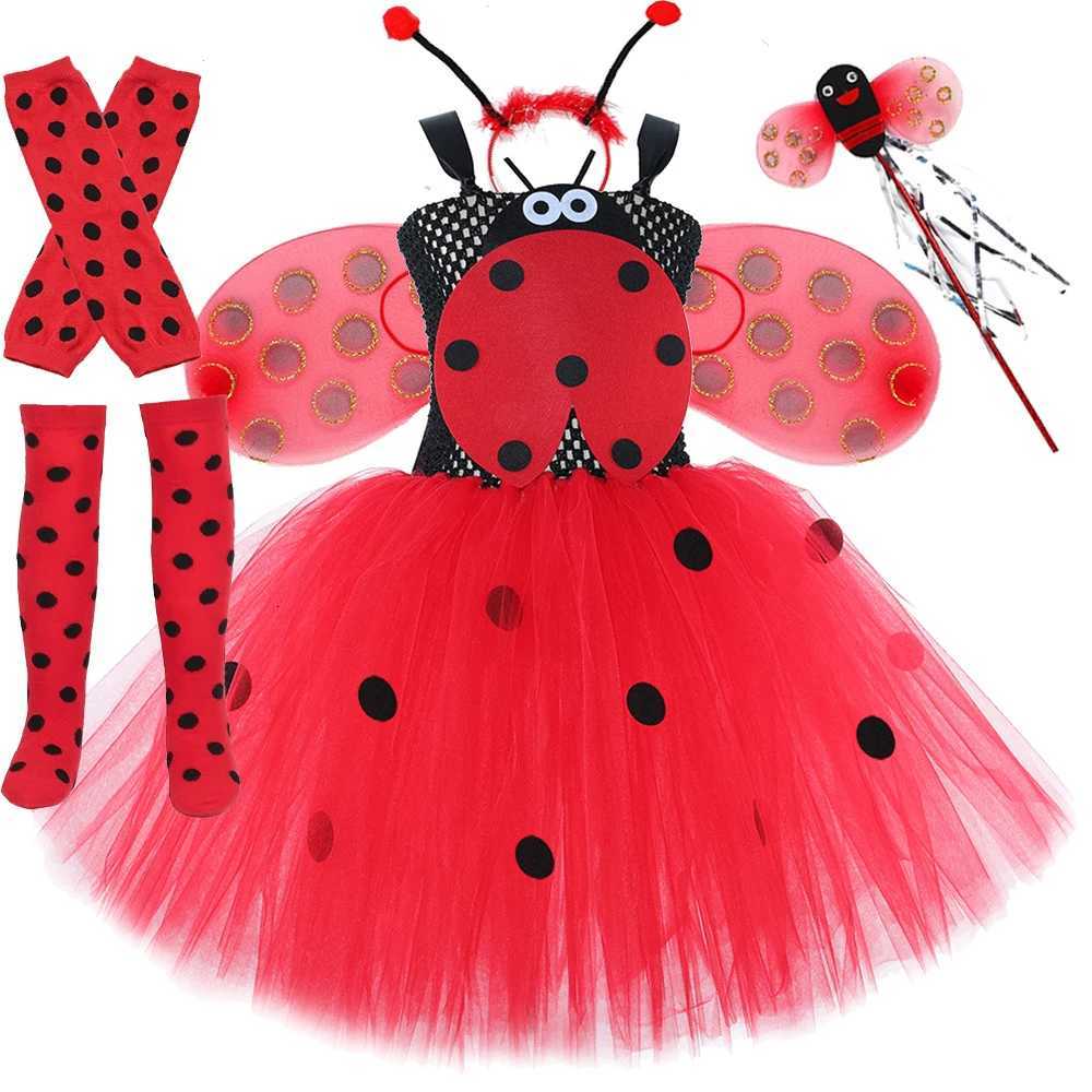 Costumes de coccinelle rouge noir pour bébés filles robe tutu coccinelle avec ailes enfants tenue d'Halloween vêtements d'anniversaire pour enfan