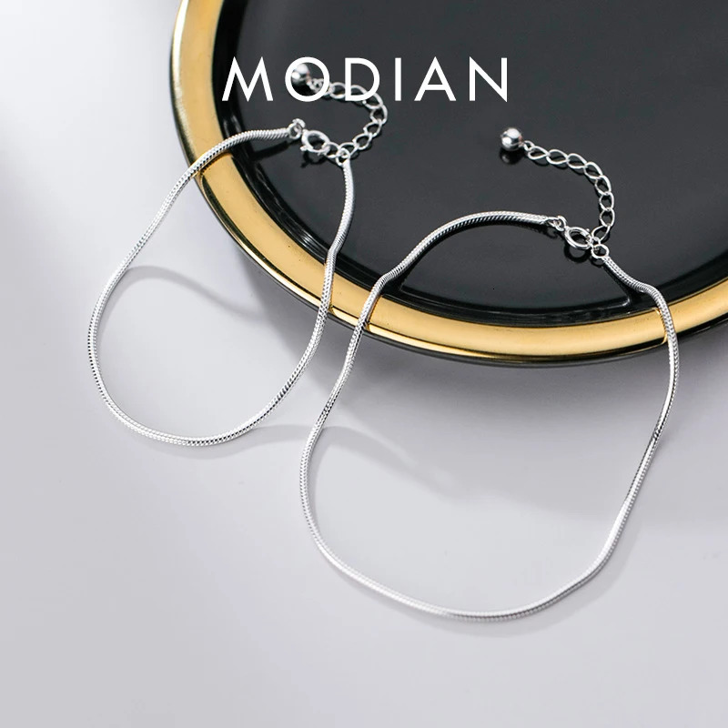 Modian Hight Quality 100 925 Sterling Silver Fashion Classic Snake Chain Bracelet Anklet Link for Women Fine Jewelry Bijoux 251210