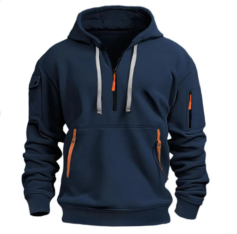 Mens jacket windproof spring and autumn long sleeved hooded S4XL casual patchwork zippered cardigan 251201