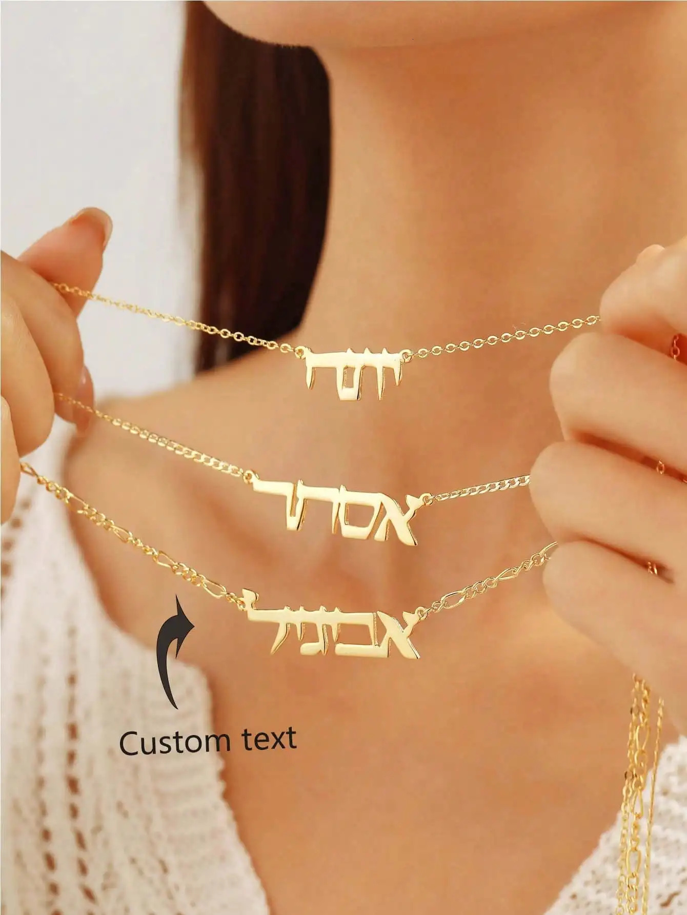 Custom Hebrew Name Necklaces For Women Men Gold Color Stainless Steel Personalized Hebrew Je Necklace Israelite Je Gift 251210