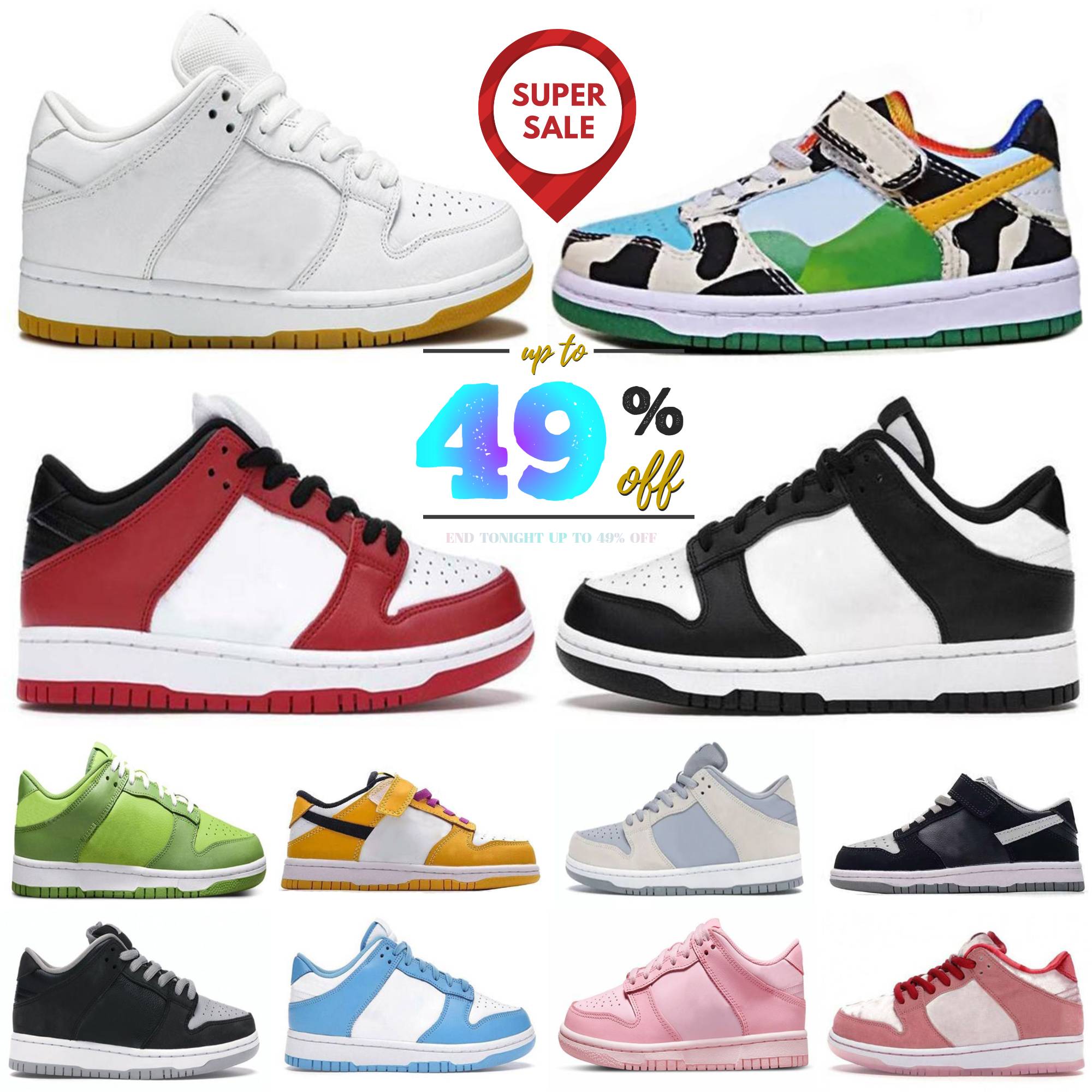 Top Kids Shoes toddler sneakers Men Women Same Style Panda Grey UNC Triple Pink Children youth little baby Preschool Designer Kid Girls Boys Sport t