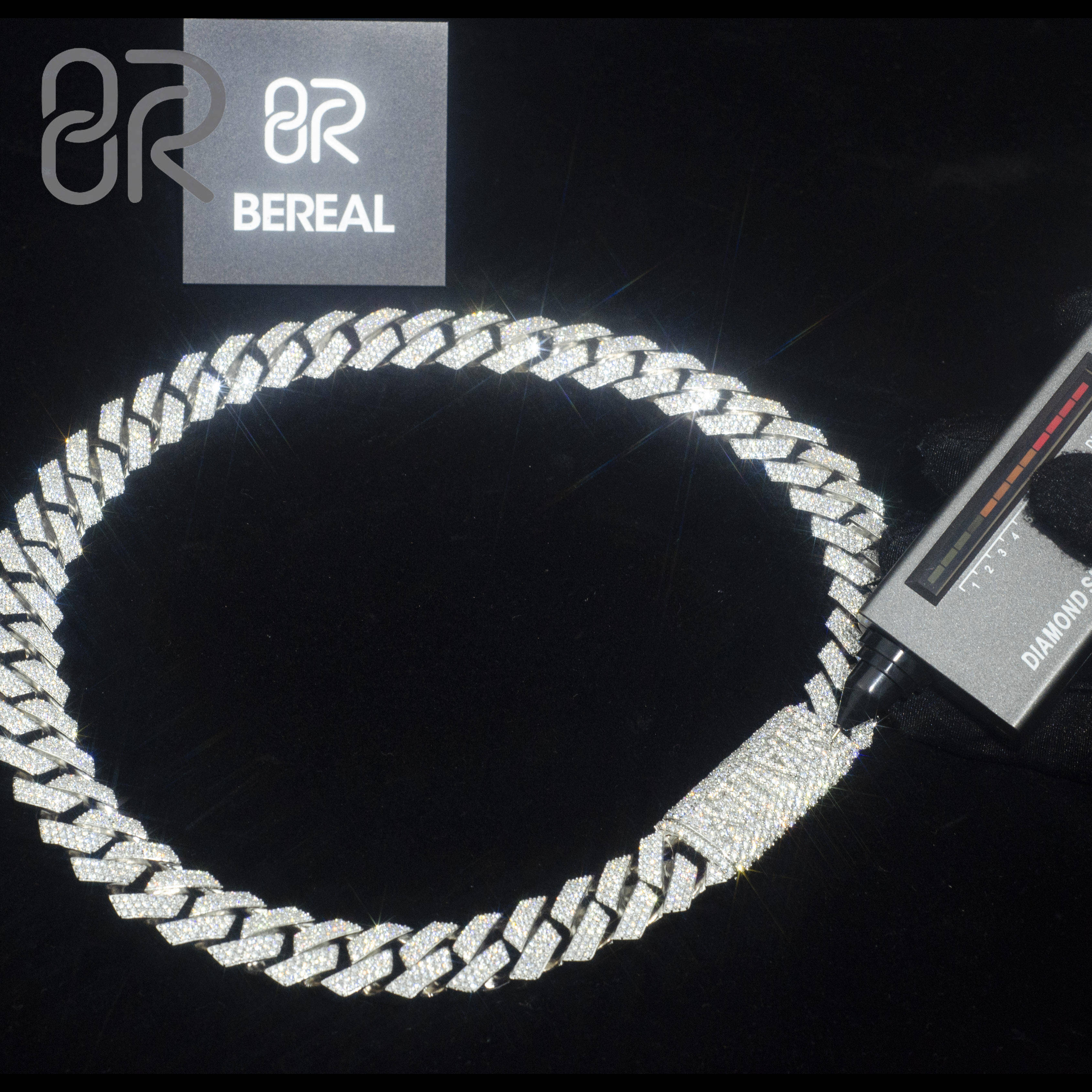 22mm 18 Straight Line VVS Moissanite Iced Out Cuban Chain Necklace Thick Four Row 925 Silver Hip Hop Rapper Fine Jewelry