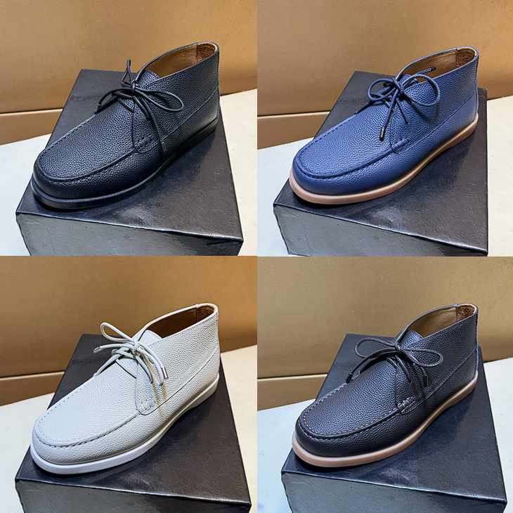 Designer Loafers Luxury Men Dress Shoes Classic Slip-on Vintage Real Leather Brand High top Lace-up Casual Shoes Size 38-45