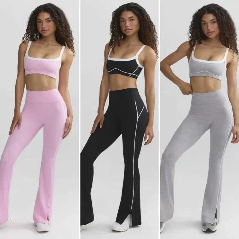 Seamless Yoga Sets Sports Fitness High Waist Hip-lifting Flared Pants Backless Bra Suits Workout Gym Leggings Sets for WomenT251212-image-1088145915