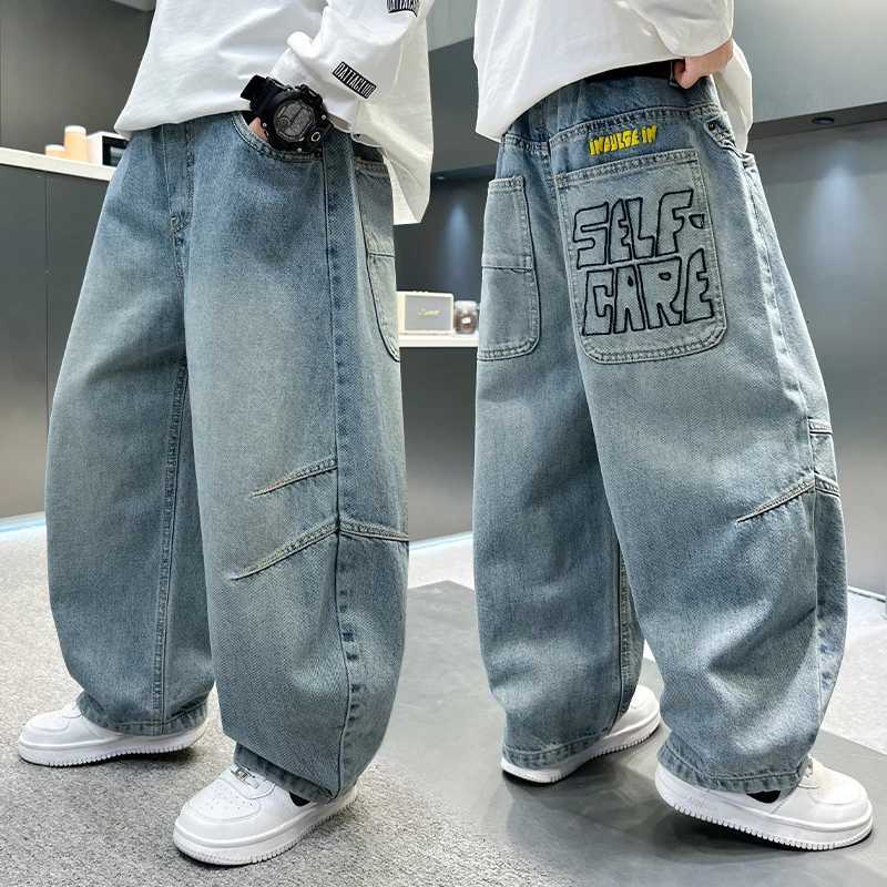 personalized workwear jeans Spring and Autumn 2025 Spring and Autumn New Straight Pants Boys Wide Legs Handsome Trendy 5-15 yeaT251212-image-1088151830